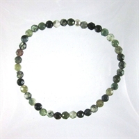 Moss Agate Faceted 4mm Classic Elastic Bracelet