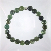 Moss Agate Faceted 8mm Classic Elastic Bracelet