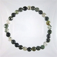 Moss Agate Faceted 6mm Classic Elastic Bracelet