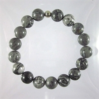 Grey Crazy Agate 10mm Classic Elastic Bracelet