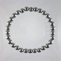 Rhodium-Plated Hematite 6mm Classic Elastic Bracelet