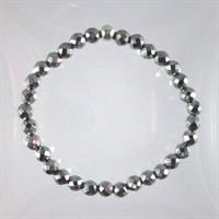 Rhodium-Plated Hematite Faceted 6mm Classic Elastic Bracelet