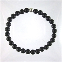 Matte Black Agate 6mm Classic Elastic Bracelet